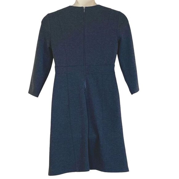 Neiman Marcus Charcoal Gray Long Sleeve Criss Cross Detail Shift Dress Sz 14 - Picture 2 of 11
